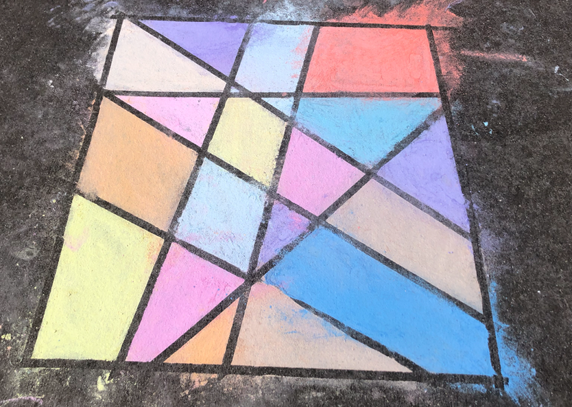 A colourful chalk drawing on the ground