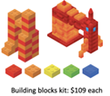 Image showing children's blocks with a tag Building blocks kit: $109 each.