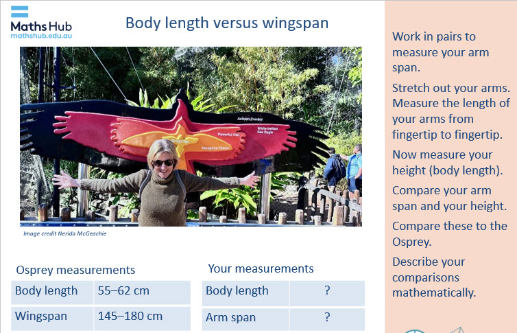 Photograph of a person with arms spread to represent wingspan.