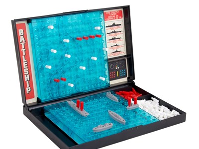 A game of Battleship also called the sea battle board game.